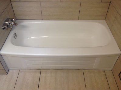 a refinished bathtub with nice tile