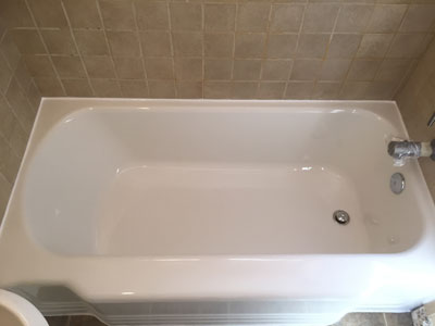 newly refinished beige bathtub