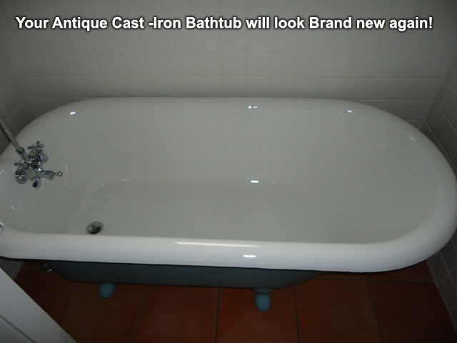A newly refished cast-iron bathtub